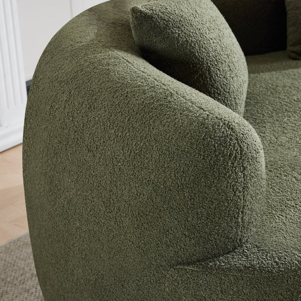 English Elm 66.93 Inch Curved Teddy Velvet Loveseat Sculptural Compact Sofa for Apartments Green W3612P406627