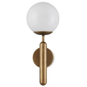 Barbican Elegant Brass Wall Sconce with Translucent Glass Globe - Modern Lighting for Bathrooms