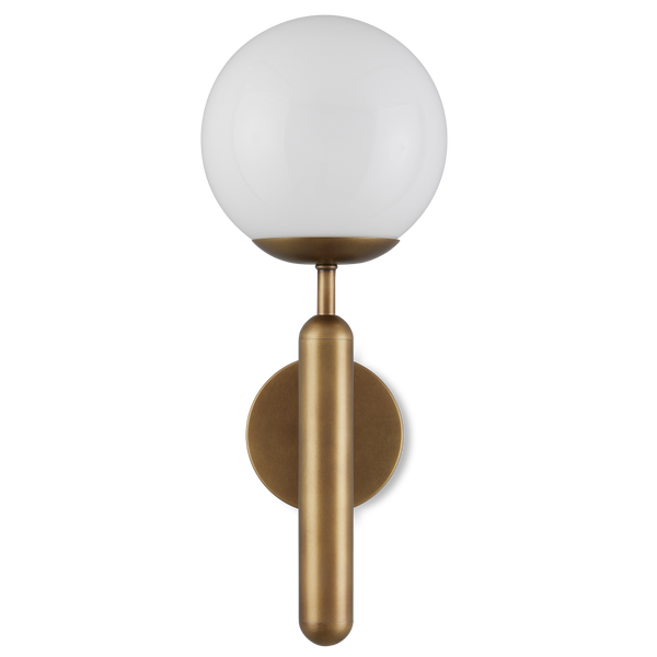 Barbican Elegant Brass Wall Sconce with Translucent Glass Globe - Modern Lighting for Bathrooms