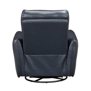 English Elm 1pc Swivel Glider Recliner Chair in Top Grain Leather with 360° Spin, Pocket Coil Support, Durable Solid Wood Frame Dark Blue 37.25 L x 29.5 W x 32.5 H B011P329241