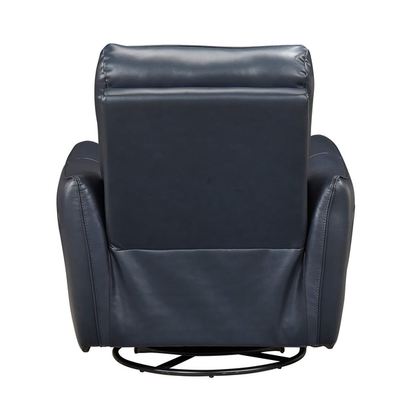 English Elm 1pc Swivel Glider Recliner Chair in Top Grain Leather with 360° Spin, Pocket Coil Support, Durable Solid Wood Frame Dark Blue 37.25 L x 29.5 W x 32.5 H B011P329241