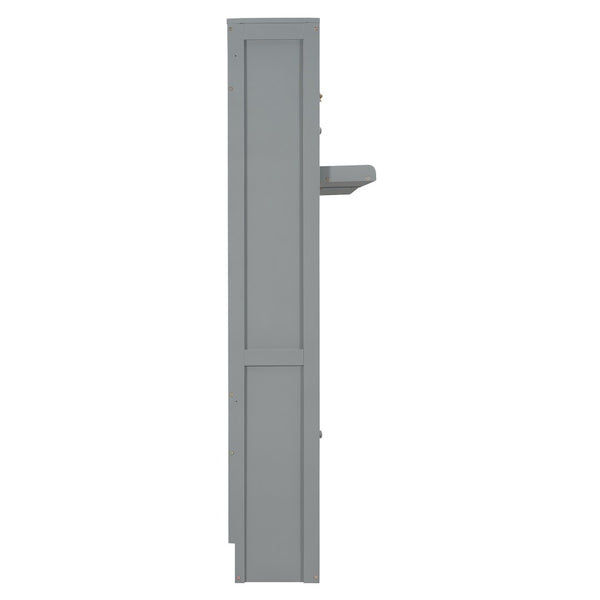 English Elm Dual Twin Wall Murphy Beds with Storage Tower Shelves for Kids or Guest Rooms Gray N820S00058E-1