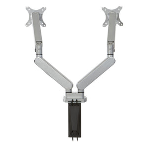 OSP Home Furnishings Double Monitor Arm Dual Setup with Gas Spring Articulation and Integrated Cable Management Silver A2MAD1730-SV