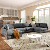 English Elm U-Style 163''Modular Sectional Sofa,With Ottoman L Shaped Corner Sectional For Living Room,,Office, Apartment (6-Seater)