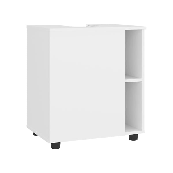 English Elm Pascuale Compact Under-Sink Cabinet with Cut-Out Back, Double Door + 2 Side Shelves, White Finish B200P368112