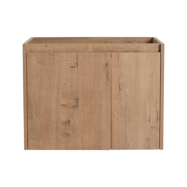 English Elm 24 Inch Bathroom Cabinet Resin Sink Vanity with Soft-Close Doors, Beveled Handle, Water-Resistant Finish Imitative Oak W999P228748