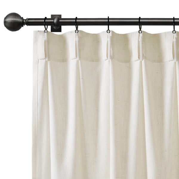 English Elm 2-piece Pinch Pleat Poly Linen Curtain Panels Tailored Formal Drape for Any Room Ivory B035P482983
