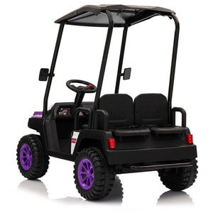 English Elm 24v Kids Electric Ride on Truck Four Seat All Wheel Drive Spring Suspension Sunshade Purple W1578P381255