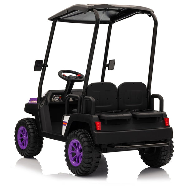 English Elm 24v Kids Electric Ride on Truck Four Seat All Wheel Drive Spring Suspension Sunshade Purple W1578P381255