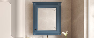 English Elm 24'' 24'' Wall Mounted Bathroom Mirror Cabinet with Adjustable Shelves, Space-Saving Modern Storage Solution Blue N710P195492C