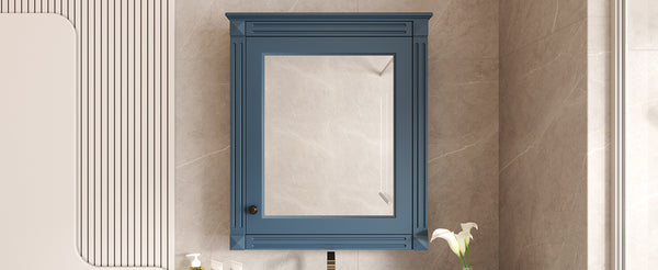 English Elm 24'' 24'' Wall Mounted Bathroom Mirror Cabinet with Adjustable Shelves, Space-Saving Modern Storage Solution Blue N710P195492C