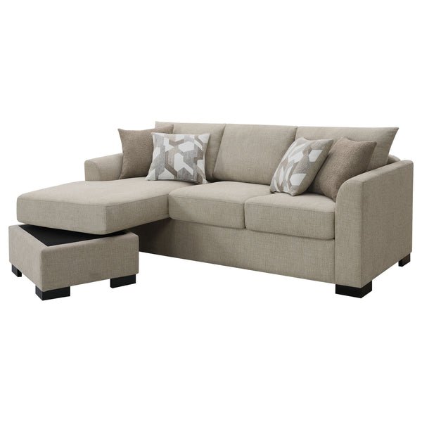 English Elm Pacheco Upholstered Sleeper Sectional with Chaise and Pullout Bed, Patterned Pillows & Sturdy Frame Camel B062P375539