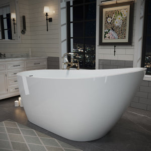 English Elm 63" Freestanding Stone Resin Soaking Tub Glossy Ergonomic Basin for Spa Bathrooms T5287P418038