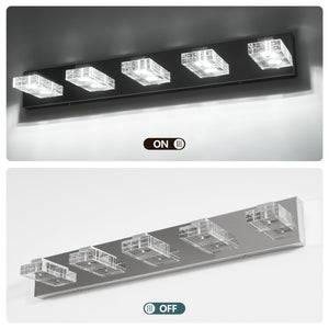 English Elm 31" Modern Chrome 5-Light Led Vanity Light Fixture With Square Acrylic Shades For Stylish Bathrooms W2312P374927