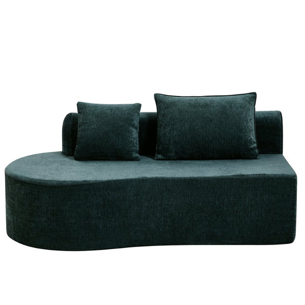 English Elm 138.6" Curved Modular Sectional Sofa Low Profile High Density Foam Living Room Lounge Dark Green N767P366006D