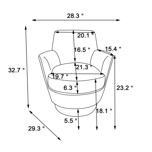 English Elm Teddy Round Swivel Barrel Chair with Gold Base — Plush Teddy Upholstery, 360° Comfort Seat, 300lb Capacity W1361P172477