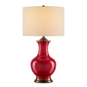 Lilou White Table Lamp - Elegant Ceramic Design with Antique Brass Finish and Off-White Shade Accent