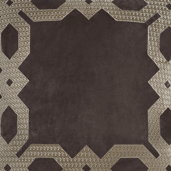 English Elm European Velvet Embroidered Geometric Pillow Sham with Metallic Stitching and Hidden Zipper Closure Brown 9.84 L x 1.72 W x 8.66 H B035128729