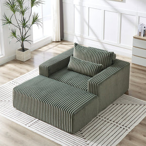 English Elm 75-Inch Corduroy Sponge Lounge Chair With Footrest – No Assembly, Plush Sleeper For Living Rooms & Bedrooms W834P206095