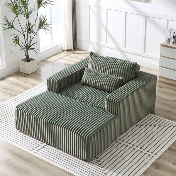 English Elm 75-Inch Corduroy Sponge Lounge Chair With Footrest – No Assembly, Plush Sleeper For Living Rooms & Bedrooms W834P206095