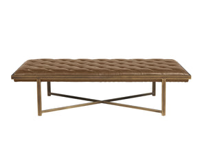 Sunpan Kayla Bench - Opulent Transitional Design with Tufted Upholstery and Elegant X-Base Frame Vintage Cognac