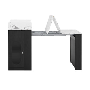 English Elm [video] Trexm Folding Extendable Kitchen Island Sideboard with Power Outlet and Storage XW000028AAB