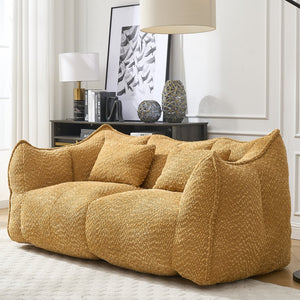 English Elm Soft Plush Foam Beanbag Chair for Two People, Square Recliner Sofa With Superfiber Comfort Embrace Yellow W1996P252272