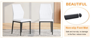 English Elm Table and Chair Set Modern Marble Glass Top with Four Pu Leather Seats for Dining W1151S04662