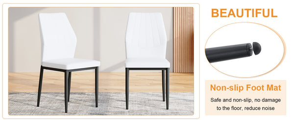 English Elm Table and Chair Set Modern Marble Glass Top with Four Pu Leather Seats for Dining W1151S04662