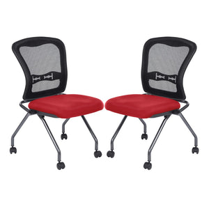 OSP Home Furnishings Soft-flex Pro-line Ii Ergonomic Folding Chair with Mesh Back and Lumbar Support Lipstick 84220-R100