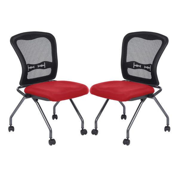 OSP Home Furnishings Soft-flex Pro-line Ii Ergonomic Folding Chair with Mesh Back and Lumbar Support Lipstick 84220-R100