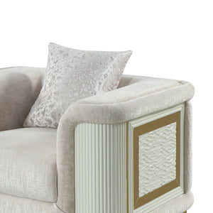 English Elm Bona Oversized Accent Chair Cream Fabric Gold Steel Base Diamond Panels Luxe Lounge B009P417487