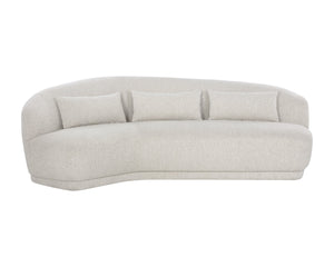 Sunpan Soraya Sofa - Curved Elegance for Modern Living Rooms with Stylish Wooden Frame and Cozy Pillows Dove Cream