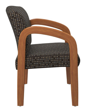 OSP Home Furnishings Medium Oak Wood Visitor Chair with Lumbar Support Taupe Upholstery for Office Waiting Cocoa WD380-K104