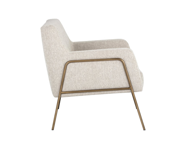 Sunpan Cybil Lounge Chair - Stylish Comfort with Modern Design and Antique Brass Legs for Your Space Dove Cream
