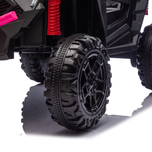 English Elm 24v 400w Kids Electric Utv Ride on with Remote Bluetooth Led Suspension Cockpit Pink W1578P284294