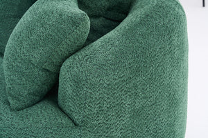 English Elm 360° Swivel Chair upholstered barrel accent chair with plush high-resilience foam and pillows for comfort Antique Green W2231P264471