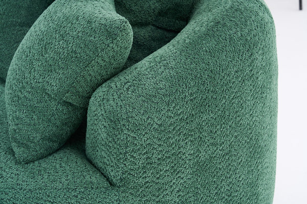 English Elm 360° Swivel Chair upholstered barrel accent chair with plush high-resilience foam and pillows for comfort Antique Green W2231P264471