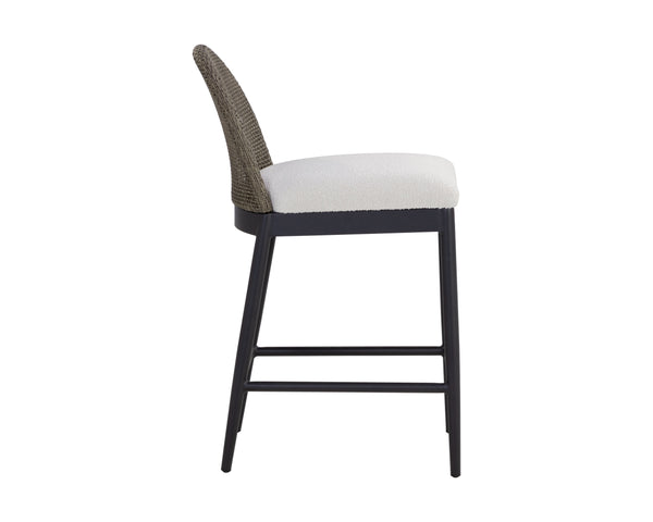 Sunpan Calandri Counter Stool - Stylish Outdoor Seating with Comfort, Durable Fabric & Chic Wicker Design Black / Louis Cream