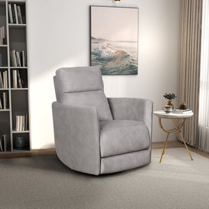 English Elm Ashcroft Furniture - Lawson Suede Swivel Glider Recliner Chair in Latte Gray — Plush, Pet‑Friendly, Infinite Recline, Pillow B183P281225