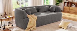 English Elm [new]86" Chenille Cloud Sofa Curved Legless 3-seater with Pocket Springs for Living Room Gray N723P404465E