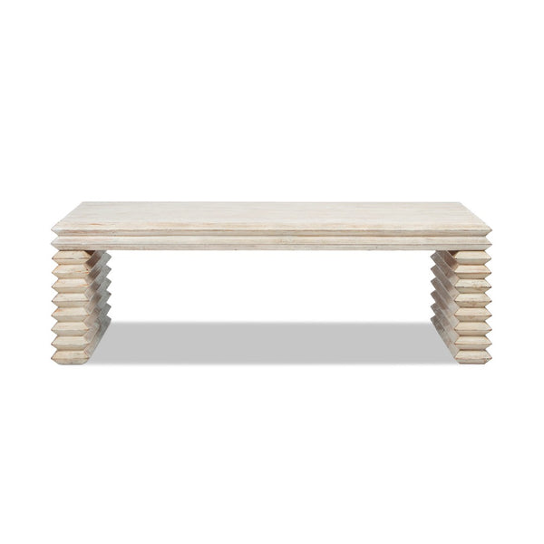 English Elm Veda Reclaimed Pine Geometric Waterfall Coffee Table Whitewashed Sculptural Living Room B2719P485503