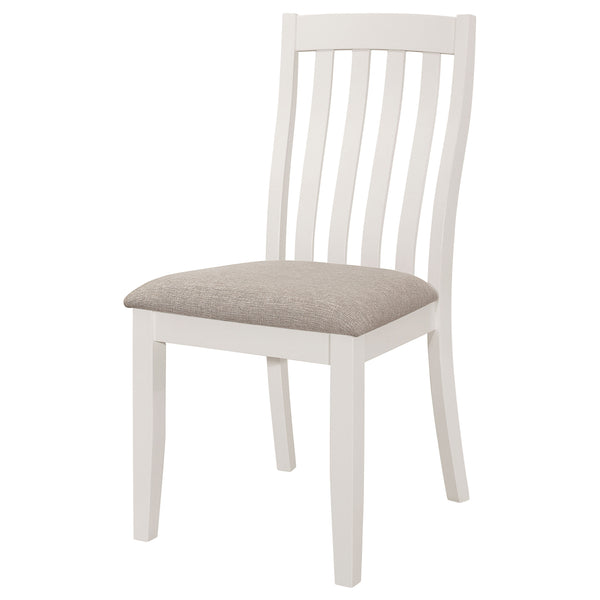 English Elm Doches Off White Wood Dining Side Chairs Set of 2 with Upholstered Seats Slatted Back Comfortable Style B062P378346