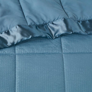 JLA Home Madison Park - Oversized Luxe Down Alternative Blanket with Satin Trim, Hypoallergenic, Moisture-Wicking Comfort Slate Blue MP51-7648