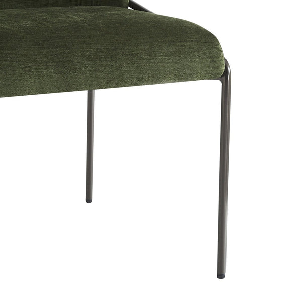 English Elm Modern Curved High Back Dining Chairs with Bronze Iron Frame Linen Upholstery Set of 2 N762P288935F