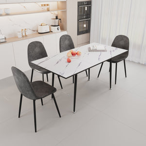 English Elm 47"-63" Extendable Dining Table & Modern Grey Chairs Set For 2-6, Stylish Mdf & Metal Design W2189S00208