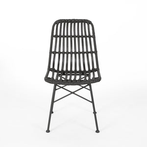 English Elm Christopher Knight Home® - SAWTELLE Grey Rattan Dining Chair with Metal Frame — Sleek, Natural Accent Seating for Modern Homes SEAT65487.00GRY