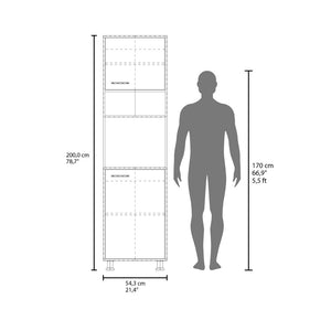 English Elm White Kitchen Pantry With Open Shelving, Two-Door Storage, And Modern Metal Legs For Style & Function B062P323173-GIGA