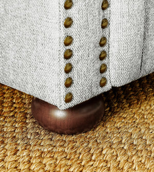 English Elm Chesterfield Linen Tufted 3-Seater Sofa with Scrolled Arms and Nailhead Trim, Durable Plywood Frame Gray W1413S00094