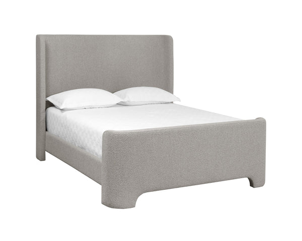 Sunpan Ives Bed - Elegant Upholstered Design with Curved Profile, No Box Spring Required for Ultimate Comfort Queen